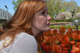 Elizabeth Bourgeret in the tulips, Missouri Botanical Gardens, Picture