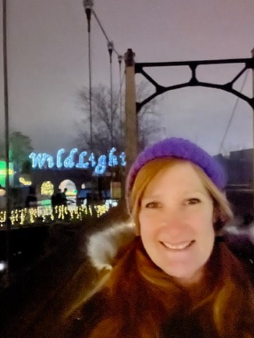 Elizabeth Bourgeret at the St. Louis Zoo, Wild Lights at the Zoo, Wild Lights Main EntrancePicture